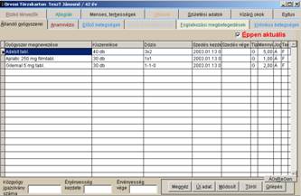 Paciens �lland� gy�gyszer list�ja : h�ziorvosi szoftver, csal�dorvosi program, orvosi programok, foglalkoz�seg�szs�g�gyi rendszer