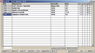 Paciens sz�m�ra fel�rt recept lista : h�ziorvosi szoftver, csal�dorvosi program, orvosi programok, foglalkoz�seg�szs�g�gyi rendszer